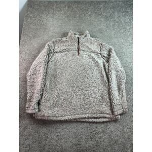Grizzly Sherpa Jacket Womens XXl 2XL Oatmeal Deep Pile Fleece 1/4 Zip Pullover